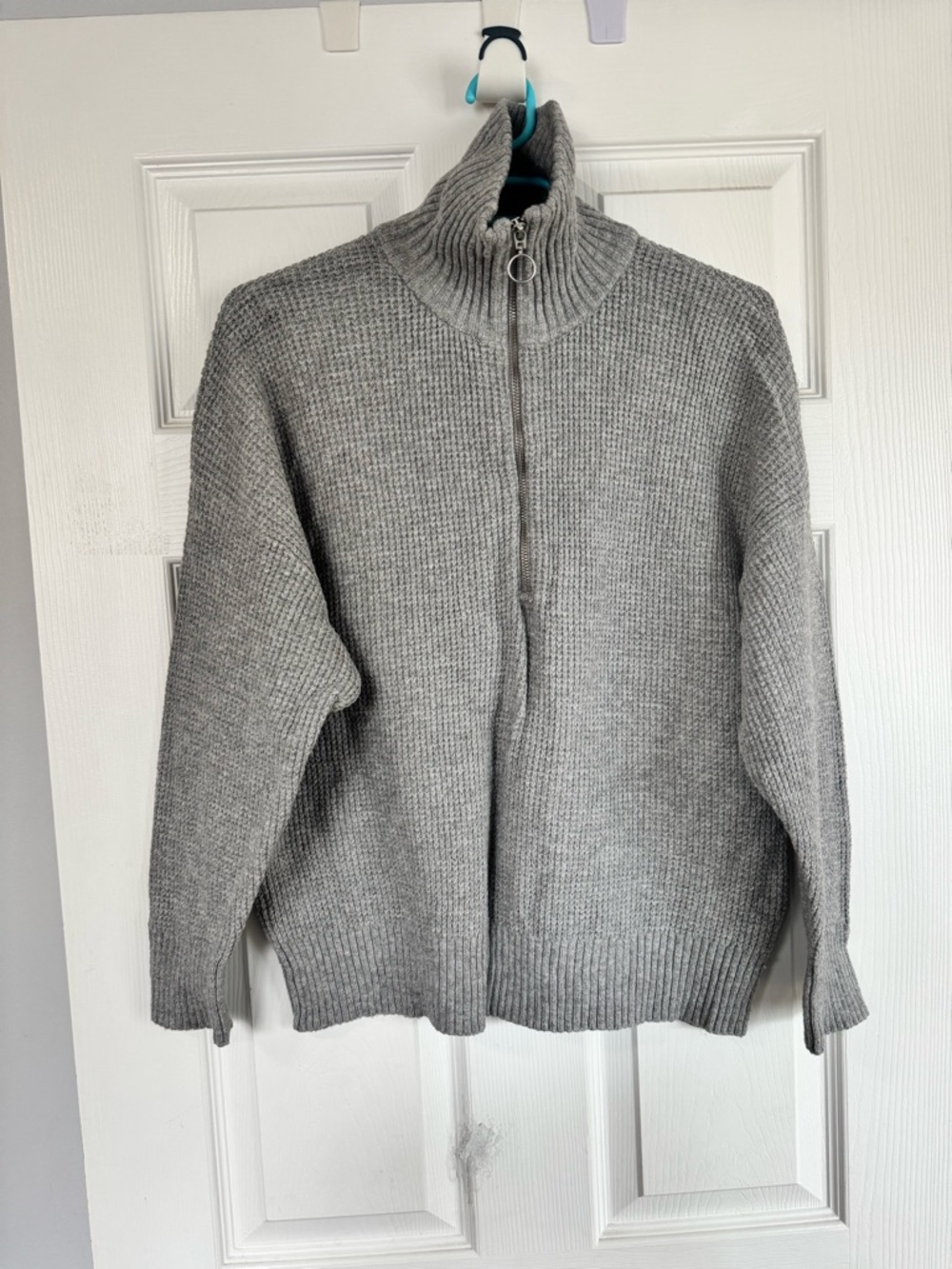 William Rast Light Gray Zip-Up Turtleneck Sweater